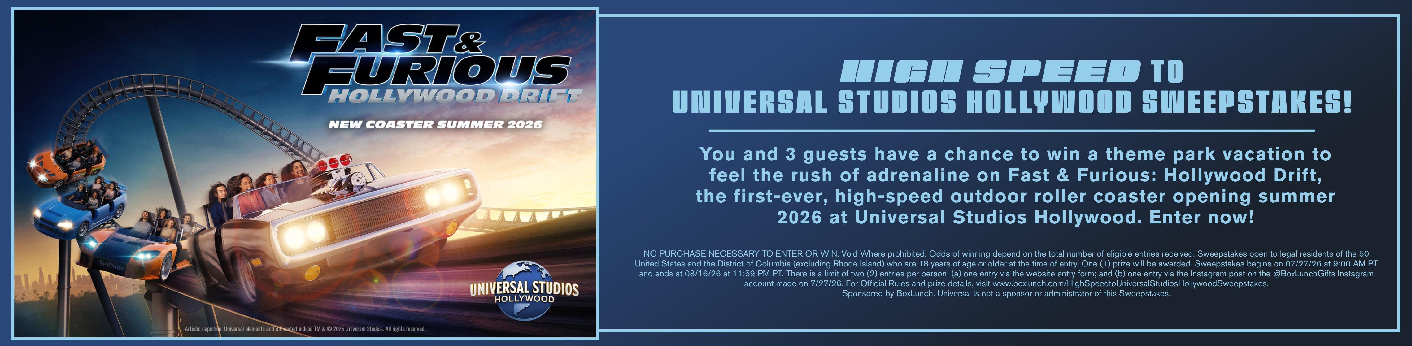 High Speed to Universal Studios Hollywood Sweepstakes